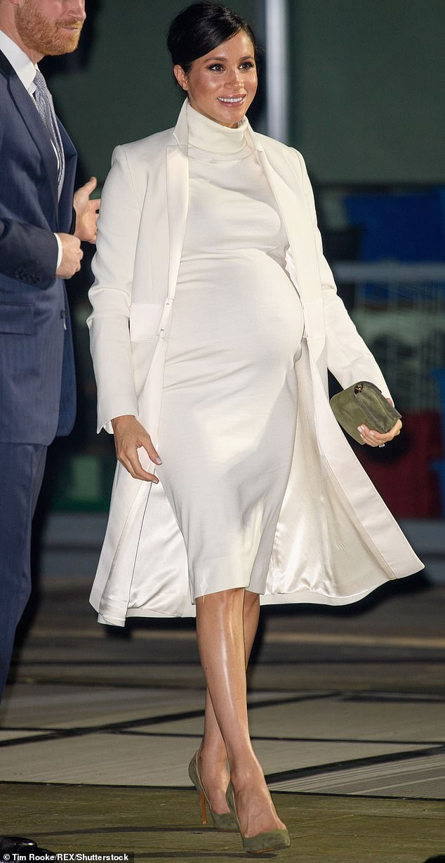Compared to Kate's performance in previous years when she took maternity leave, Meghan - pictured in 2019 - was left failing to live up to her example