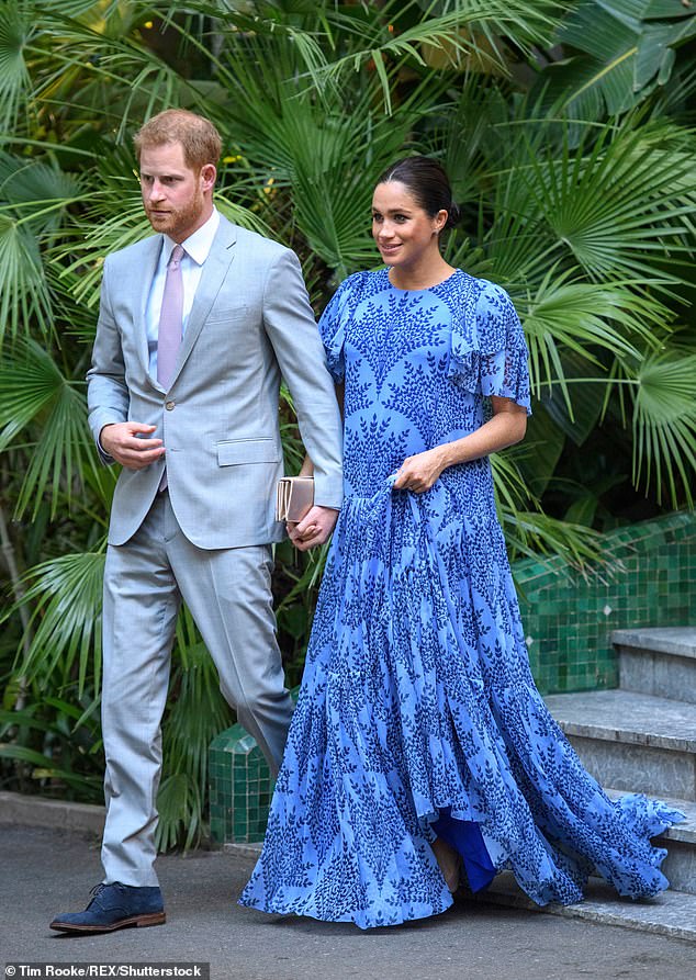 Meghan and Prince Harry are pictured on their visit to Morocco in February 2019