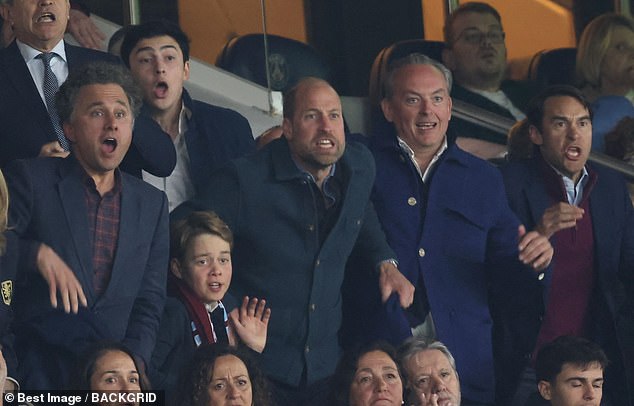 William van Cutsem, 45 (popularly nicknamed 'VC'), who is George's godfather (pictured far right) was also in attendance
