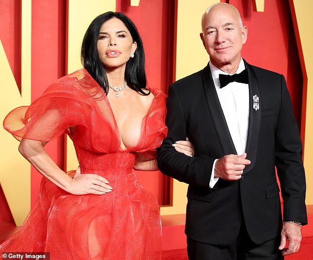 The billionaire Amazon founder is set to wed Lauren in a lavish ceremony in Venice today (seen at the 2024 Vanity Fair part in California)