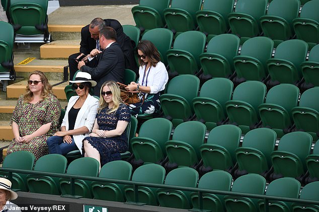 Four rows – and as many as 40 seats – surrounding her were kept empty by her security detail while VIPs were left queuing outside