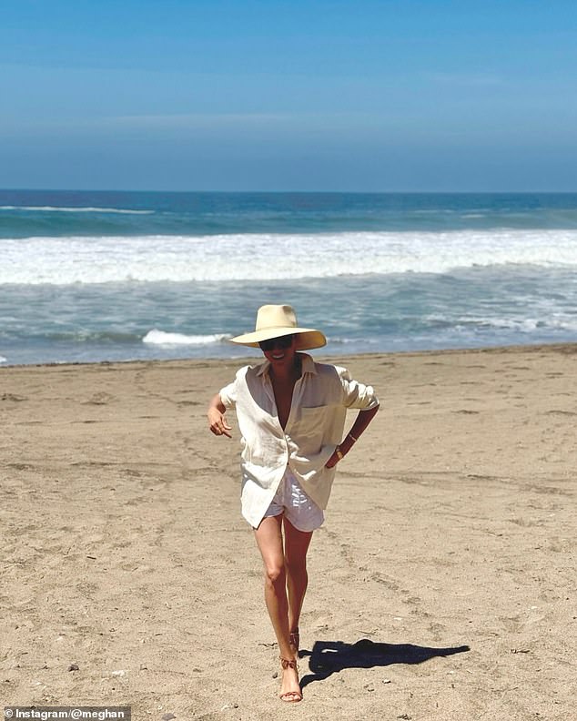 Meghan Markle, 43, took to Instagram on Saturday to post a breezy beach photo