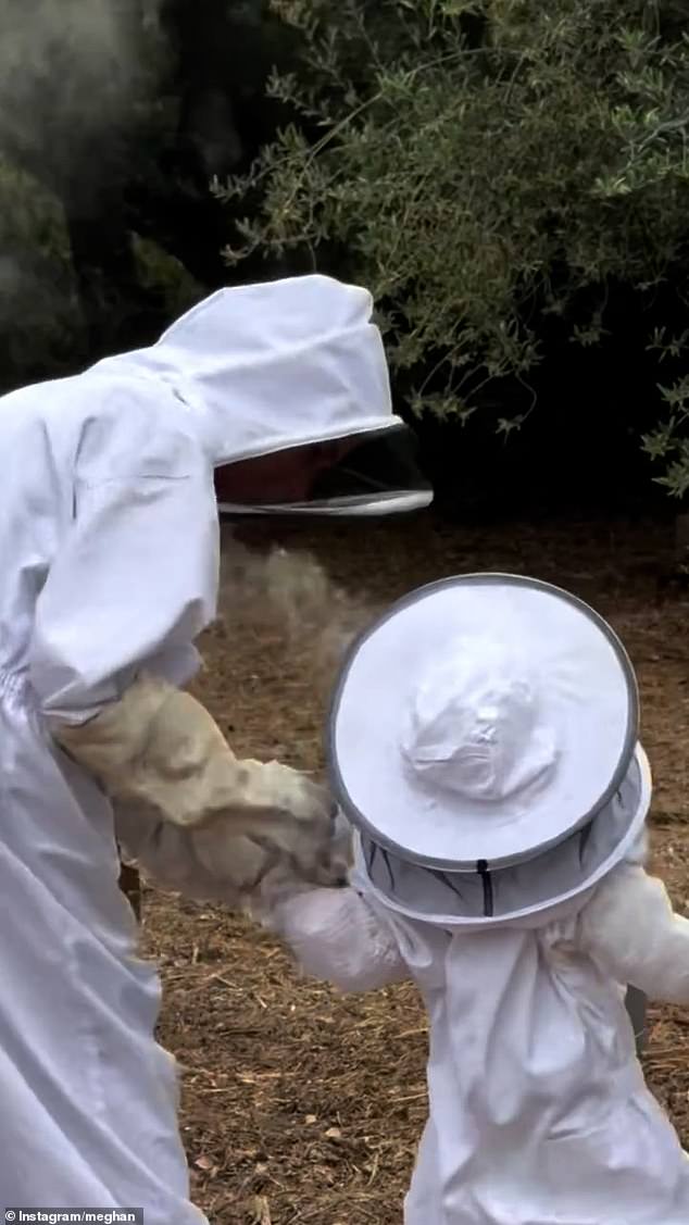 Meghan Markle has shared the full video of her and daughter Lilibet harvesting honey in matching beekeeping suits - after teasing the clip earlier this weekend