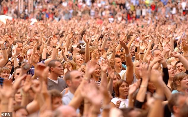 The BBC broadcast the concert live, and it was also shown on giant screens around the country, with an expected worldwide audience of hundreds of millions