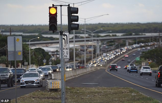 The rush for safety has triggered huge traffic jams stretching many miles in Hawaii