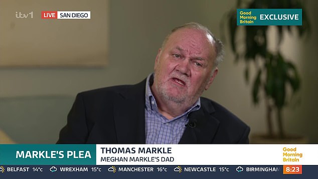 Thomas speaking to Good Morning Britain in 2023. He has put further strain on his relationship with Meghan by repeatedly giving interviews to the press