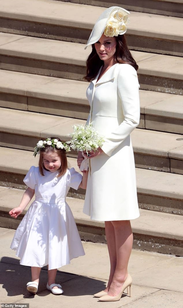 Kate Middleton with a young Princess Charlotte as a bridesmaid on the wedding day