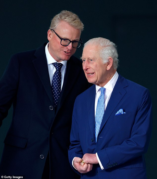 It is not known whether it was the King or Harry who extended the olive branch (King Charles is pictured with Mr Andreae in November 2024)