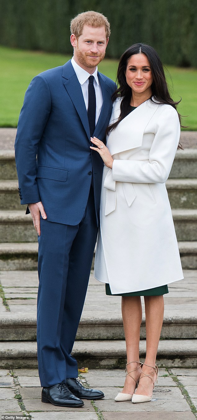 Meghan with Prince Harry outside Kensington Palace after they announced their engagement . One member of staff said Harry's 'grievances' about being the spare started when the couple moved into Nottingham Cottage