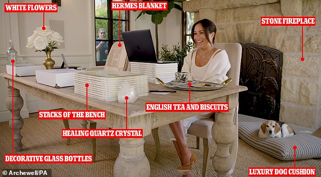 Meghan shared a rare glimpse inside the immaculate Californian mansion she shares with Prince Harry during a 'special message' on her 40th birthday
