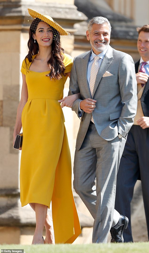 Harry and Meghan's guests had more of a tinsel-town sparkle than at previous royal weddings. George and Amal Clooney (pictured) were among the guests