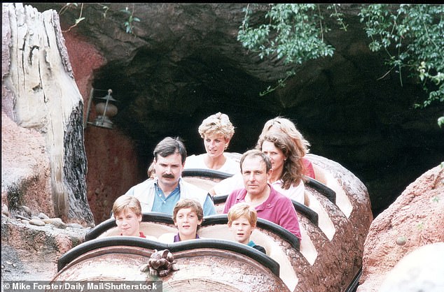 Diana with a young Prince William and Prince Harry at Disney World, Florida, in 1993