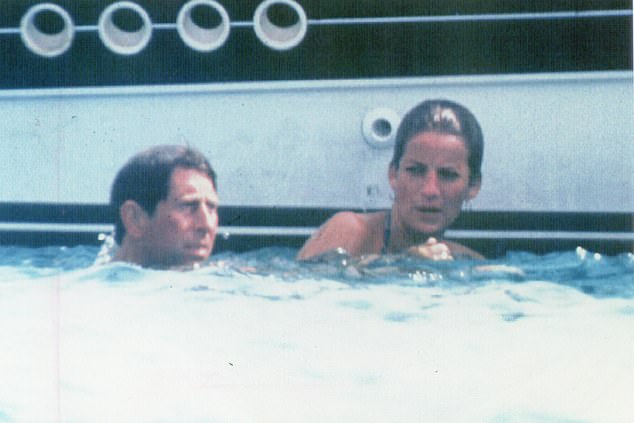 Charles and Diana take a dip whilst on holiday in Italy in 1991