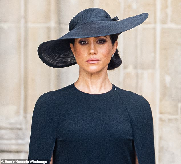Meghan at the Queen's funeral. The late Queen allegedly described Meghan as 'evil'