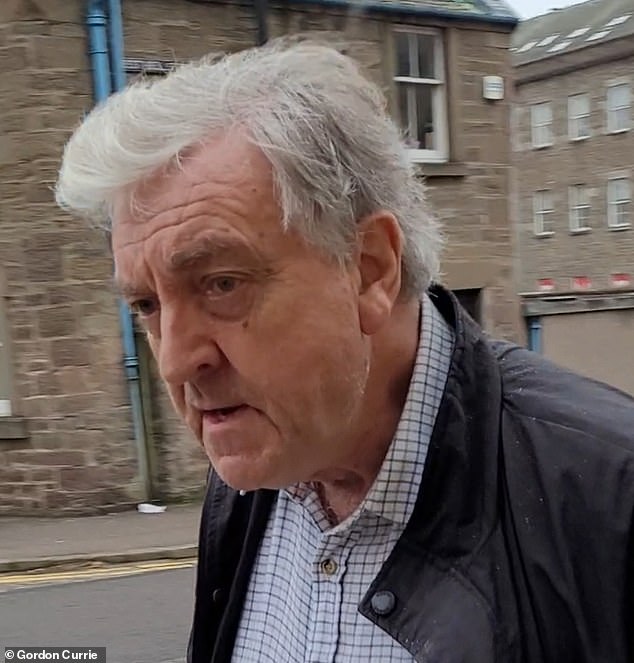 Devastated when his wife of 40 years, interior designer Siobhan Llewellyn, died in 2019 aged 63, the Earl of Dundee, now 76, has found love again (Pictured outside court in 2024 after admitting to drink driving)