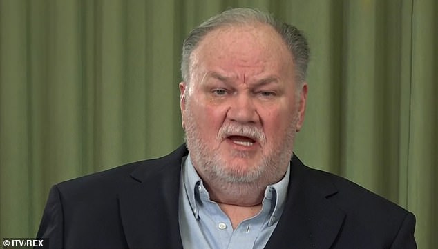 Journalist and royal biographer Sally Bedell Smith also claimed that Meghan's estranged father Thomas Markle, pictured, was 'frightened of coming to the wedding' in May 2018 in a post on her Substack channel 'Royal Extras' that was published last week