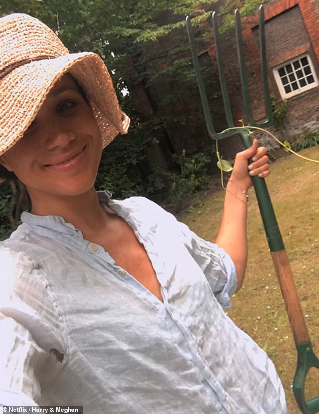 Meghan Markle gardening in Nottingham Cottage at Kensington Palace. A royal insider claimed that the first sign that all was not well with the Duke and Duchess of Sussex became apparent while they were living at Nottingham Cottage
