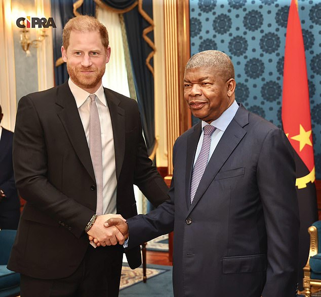 Prince Harry received a warm reception after landing in Angola to raise awareness of uncleared explosive landmines left behind by a devastating civil war