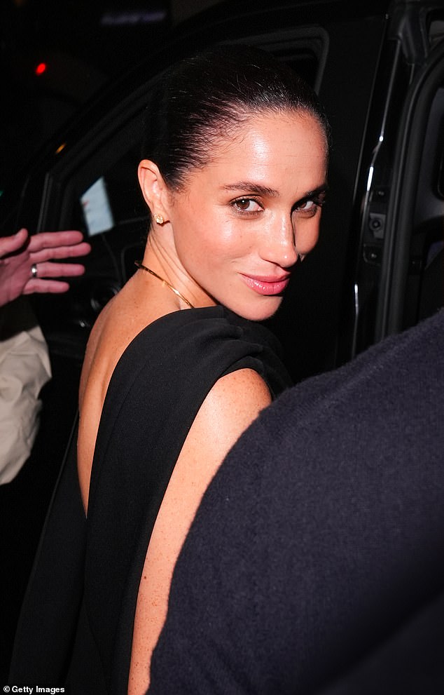 Meghan was equally glowing during her surprise appearance at the Balenciaga show during Paris Fashion Week