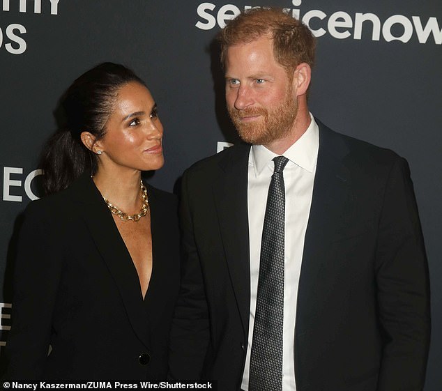 The mother-of-two was radiant during yesterday evening's Annual World Mental Health Day Gala (pictured at the event with Prince Harry)
