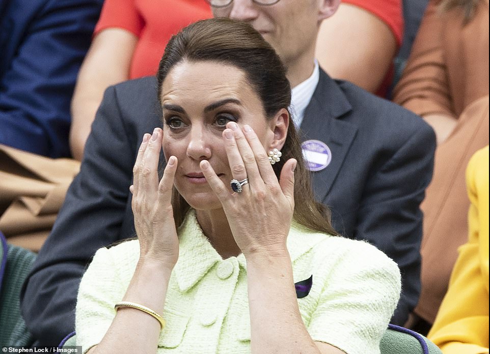 Her Majesty was also seen wiping away a tear almost two decades later during the Remembrance Sunday service at the Cenotaph in 2019. Public displays of emotion are also not an unfamiliar concept to Kate, Princess of Wales, who in 2023 was captured becoming incredibly tearful while watching Tunisia's Jabeur take on the Czech Republic's Markéta Vondrousova for the Venus Rosewater Dish. Throughout the match, the royal, who is a huge tennis fan and also patron of the All England Club, cheered, applauded and grinned as the Czech player became the first-ever unseeded Grand Slam champion. Kate also appeared to empathise with Jabeur, who was openly weeping after losing the match - her second losing Wimbledon final in a row. And the princess, too, wiped tears from her eyes as she watched the conclusion of the match from the Royal Box.