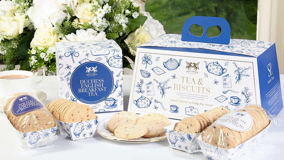 And the striking resemblances do not stop there - with Fergie's release of a range of products, including a tea and biscuit set, pin brooch and facemask, bearing an acute resemblance to Meghan's notorious As Ever brand. The Duchess' 'Brew For The Crew', featuring 80 English teabags and four packets of salted caramel and chocolate chip biscuits branded 'Duchess', came at an eye-watering cost of £35, or even just £20 for the teabags alone. Her branded items, which also included a cotton children's face mask featuring her Budgie the Helicopter children's book character costing £12 — were sold in 2020 on a website called Duchess Collection. However, while the profits made from Meghan's As Ever brand are entirely intended to fund the Duchess' lifestyle, Fergie's collection was purely charitable - designed to help support frontline workers and local heroes during the pandemic.