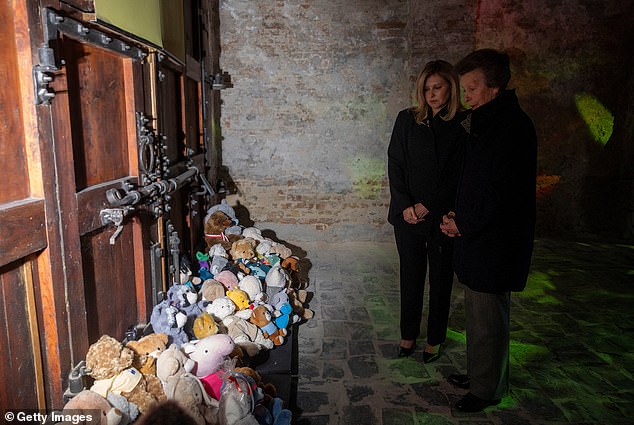 Princess Anne and Ukraine's First Lady Olena Zelenska visit a memorial for children who were killed during Russia's full scale invasion of Ukraine