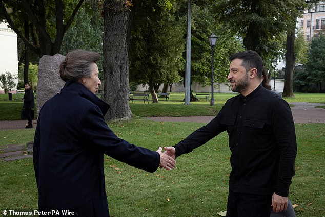 The Princess Royal meets with President Volodymyr Zelenskyy at St Sophia's Cathedral in Kyiv, to discuss the UK's support for Ukraine