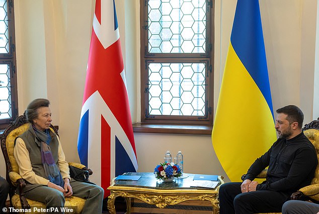 The King's sister travelled to the war-torn country on Tuesday, where she left a toy bear at a children's memorial in a poignant tribute to youngsters killed in the conflict