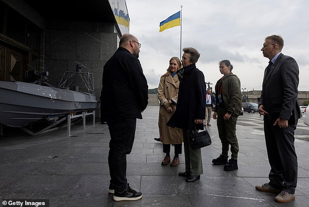 Princess Anne visits a World War Two museum in the base of the Motherland Monument in Kyiv