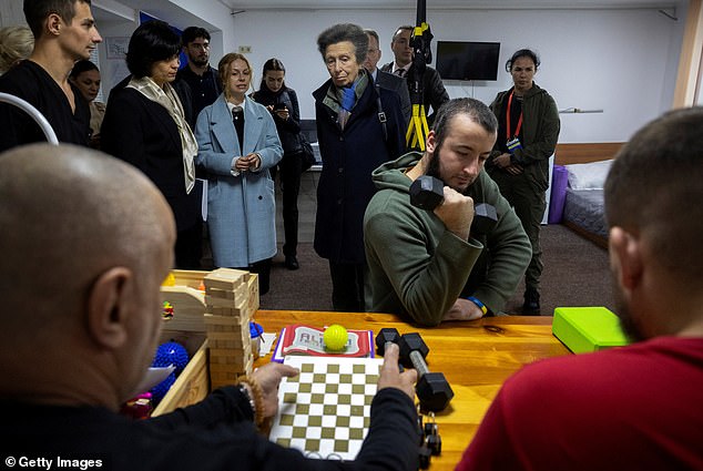 The royal visits a physiotherapy session in a rehabilitation centre for Ukrainian war veterans