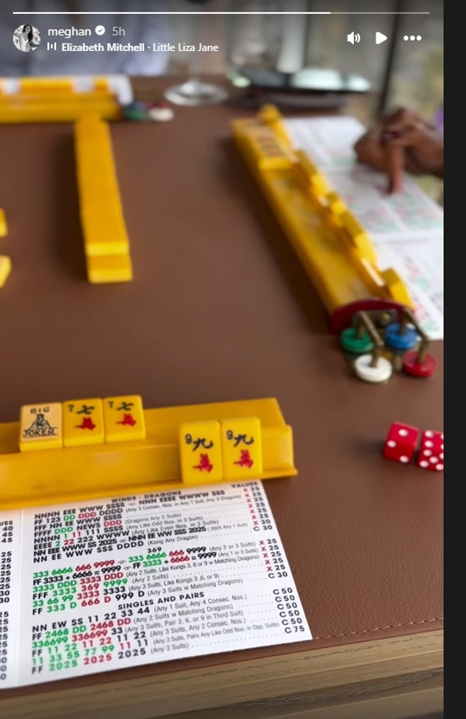 While it's not clear if there was quite as ardent a spread this time around, one of Meghan's friends appeared to sip on a glass of red wine during the gathering. Meanwhile, earlier this year, in an new interview with PEOPLE Magazine , the Duchess's close friend Vicky Tsai, also the founder of Tatcha skincare, shed light on Meghan and Prince Harry's hobbies, revealing both enjoy playing mahjong and have taken up pickleball - an increasingly popular paddle sport that combines elements of tennis, badminton and ping-pong. Speaking of Meghan, she said: 'She's really creative and curious. She enjoys things that you wouldn't expect - like mahjong.