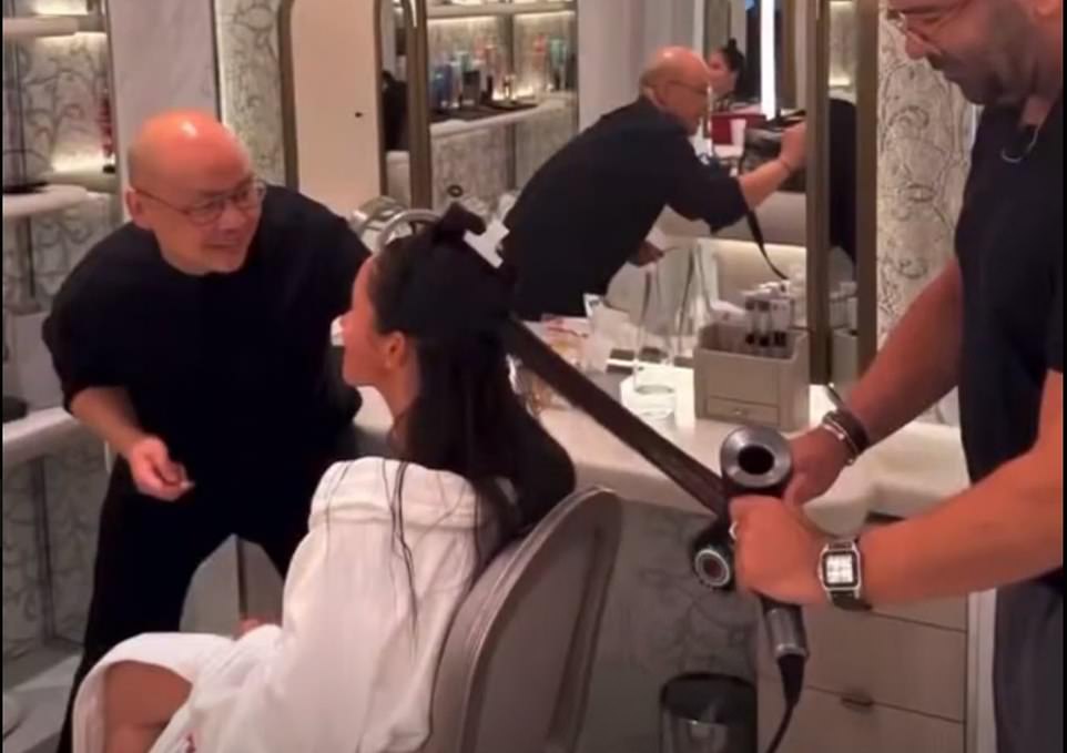 At this, Martin, who prepared Meghan before her royal wedding, took grave offence. In response, he mocked Ms Sampson's fashion designs, which she displays on her Instagram page. 'Like your 'designs'??' he jeered, adding that Ms Sampson didn't have the status to dare comment on Meghan's handiwork. 'Don't come for my friend without receipts...' he warned, melodramatically.