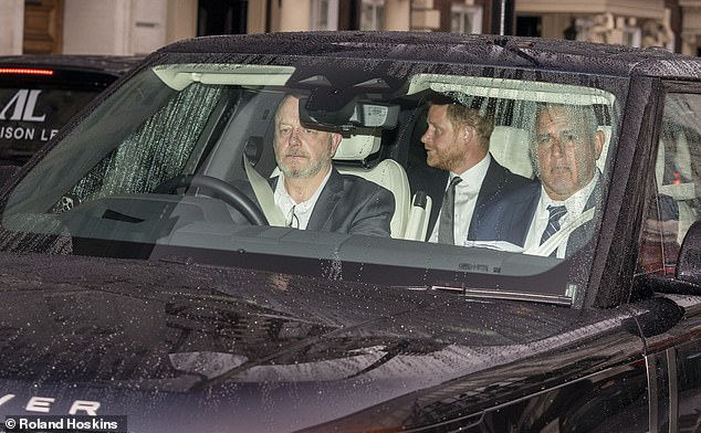 Prince Harry is seen leaving Clarence House after meeting his father King Charles III on September 10