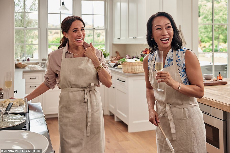 All of the timelessly elegant pieces - not including two other golden bands on the Duchess's wrist - added up to at least an eye-watering £237,220 ($320,091). She also donned a sleeveless, dark navy dress as well as a pair of stylish pumps for the outdoor event - which helped raise funds for local fire, police and sheriff departments. Her brunette locks were parted to the side and effortlessly flowed down past her shoulders in light waves. Elsewhere, Harry was stylishly casual in a black button up which was paired with a pair of black trousers and a blazer on top. The couple were seen arriving to the venue and began to mingle with other guests at the charity concert, taking their time to talk with first responders and law enforcement who were also at the event over the weekend.