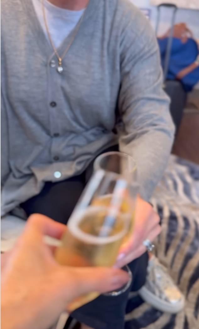 In another scene from the 'social media short film', Meghan was seen enjoying a glass of champagne with a friend