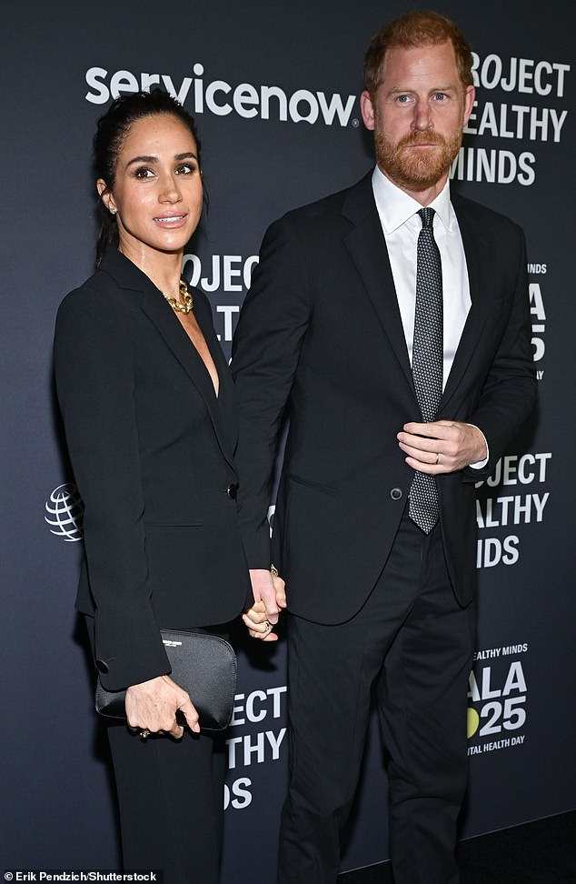 Last Thursday, Meghan and husband Prince Harry made an appearance at the glitzy Project Healthy Minds Gala in New York City to accept the 'Humanitarians of the Year' award