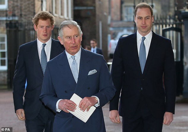 Harry, Charles and William at the Illegal Wildlife Trade Conference in London in February 2014