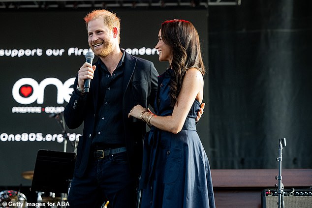Harry and Meghan's appearance on the 20/20 special comes just one day after the pair made a surprise joint appearance at Kevin Costner's starry charity event in Santa Barbara on Saturday (seen above)