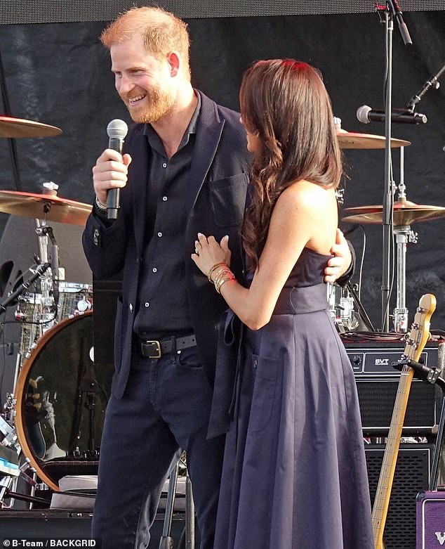 The couple - who tied the knot in 2018 - took time to talk with first responders and law enforcement who were also at the event over the weekend