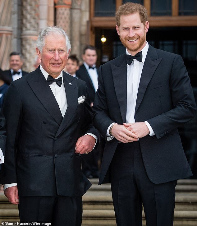Pictured: The last time King Charles and Prince Harry appeared on their own together at an official engagement in April 2019, at the 'Our Planet' global premiere in the Natural History Museum in London