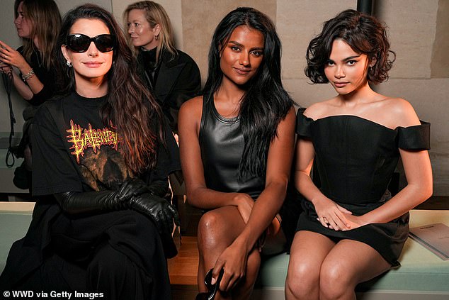Anne was seated beside Simone Ashley, Ariana Greenblatt for the catwalk show