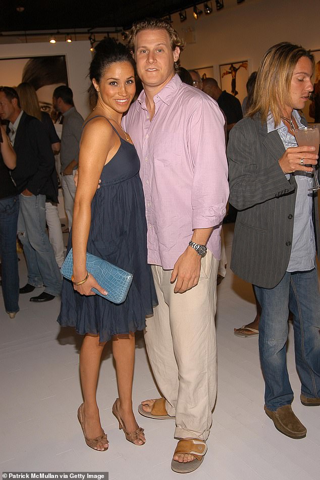 Meghan and Trevor are pictured in 2006. Meghan's ‘complimentary’ pose is 'classic beauty pageant,' according to Judi James