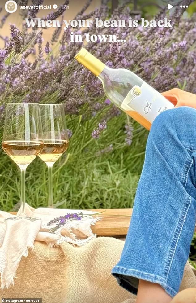 The Duchess of Sussex commemorated the Duke's return to Montecito with a post on the As Ever social media page, calling him her 'beau'