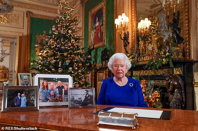 When the late Monarch delivered her annual festive message in 2019, Harry and Meghan were missing from the display of family images