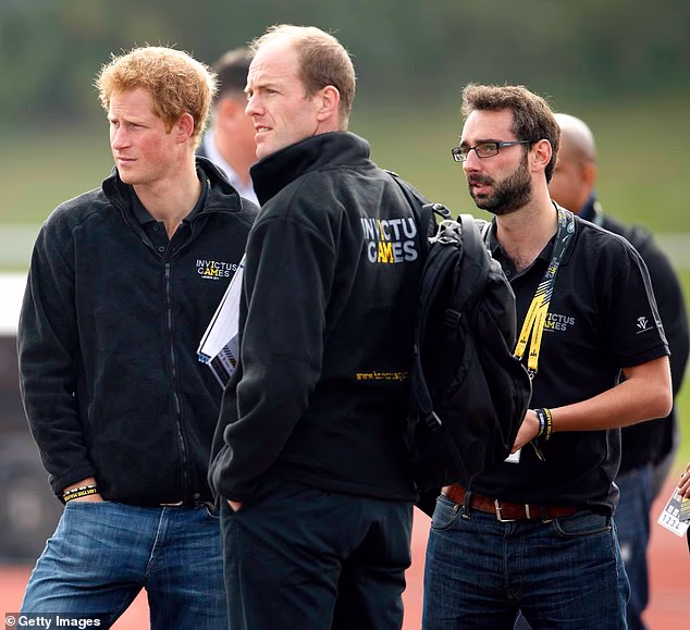 Just two days after Harry asked Her Majesty the all-important question, Harry, Nick Loughran, Lane Fox (all pictured) and Jason Knauf all travelled to meet a film crew at Windsor Castle. The incredible 40-second video was shot in just two takes
