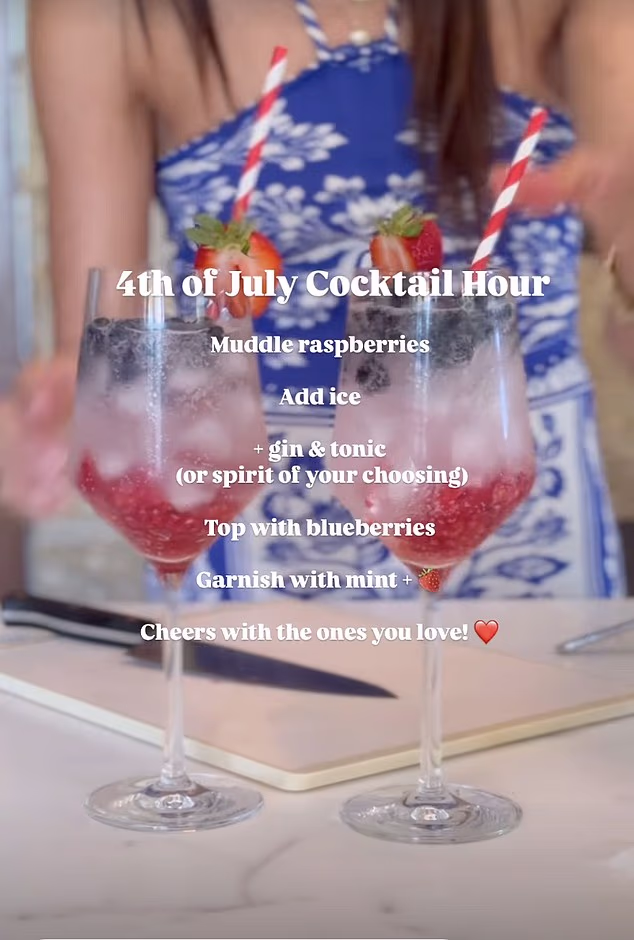 Sharing a glimpse into Friday night's cocktail hour, Meghan shared a video as she made drinks for herself and her close friend influencer Kelly McKee Zajfen
