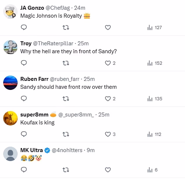 Many claimed that Coufax and Johnson deserved top billing over the royal couple on Tuesday