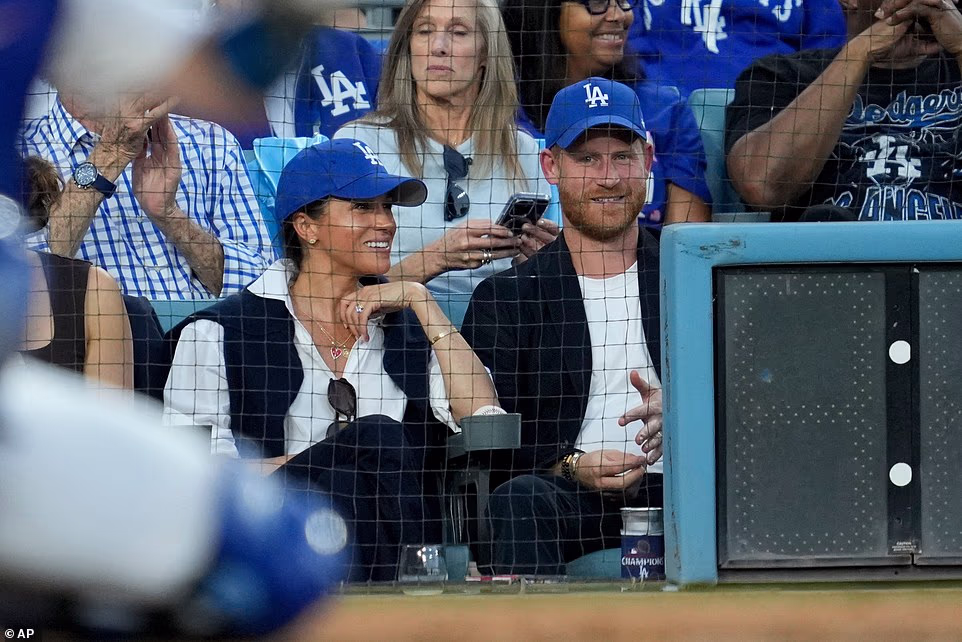 Harry and Meghan were far from the only celebrities shown by Fox's TV coverage on Tuesday night, with the likes of James Marsden, Austin Butler and Tobey Maguire also in the stands. Sydney Sweeney was another big name in the stands, shown on Fox shortly after she sparked a liberal meltdown with her starring role in the pregame introduction video. Prince Harry and Meghan Markle's visit to the big game comes just days after they shared photos of their trip to a pumpkin patch with Archie and Lilibet.