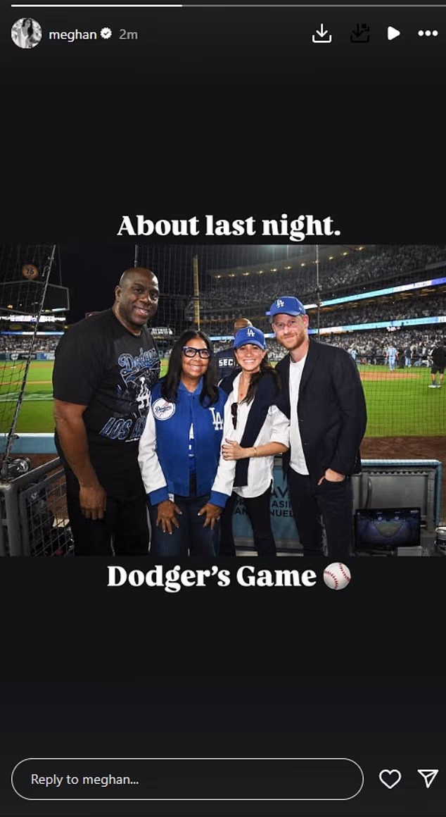 Meghan also shared pictures posing with basketball legend Magic Johnson and his wife Cookie
